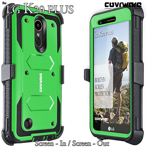 Covrware Aegis Series Case Lg K20 Plus / K20 V / Harmony / Grace 4G, Built-In [Screen Protector] Heavy Duty Full-Body Rugged Holster Armor Case [Belt Swivel Clip][Kickstand], Green #TOP3