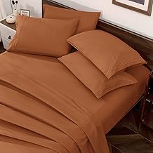 Horbaunal Caramel Pumpkin King Size Sheet Set - 6 Piece Luxury 1800 Thread Count Bedding Sheets & Pillowcases - 16 Inch Deep Pocket Microfiber Bedding Set - Soft & Wrinkle Bed Sheets