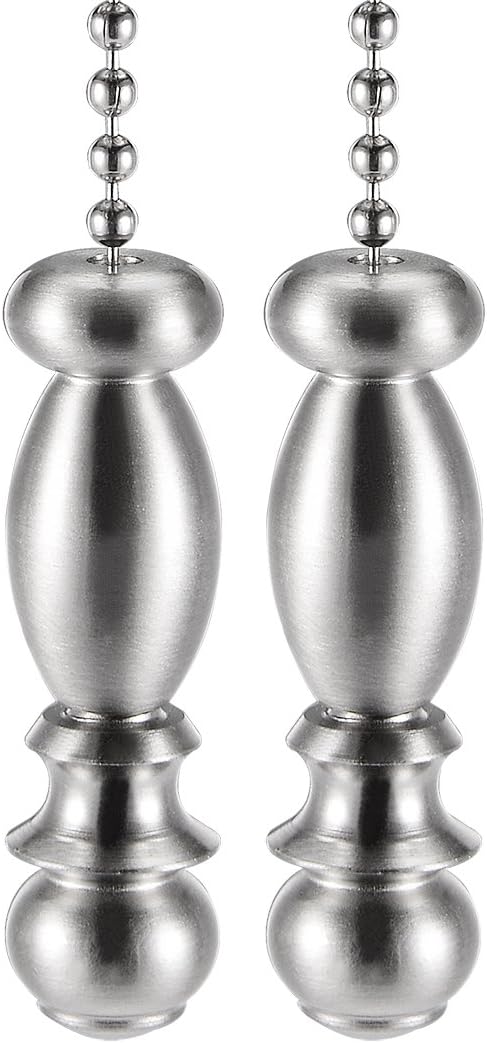 uxcell 2pcs Nickel Lighting Pendant, Pull Chain Extension with 12 Inch Long Pull Chain for Table Lamp