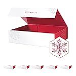 PACKHOME 6 Christmas Gift Boxes 13x9.7x3.4 Inches, Large Gift Boxes with Lids, Sturdy Shirt Boxes with Magnetic Lids for Wrapping Gifts (Red Snowflake Pattern)
