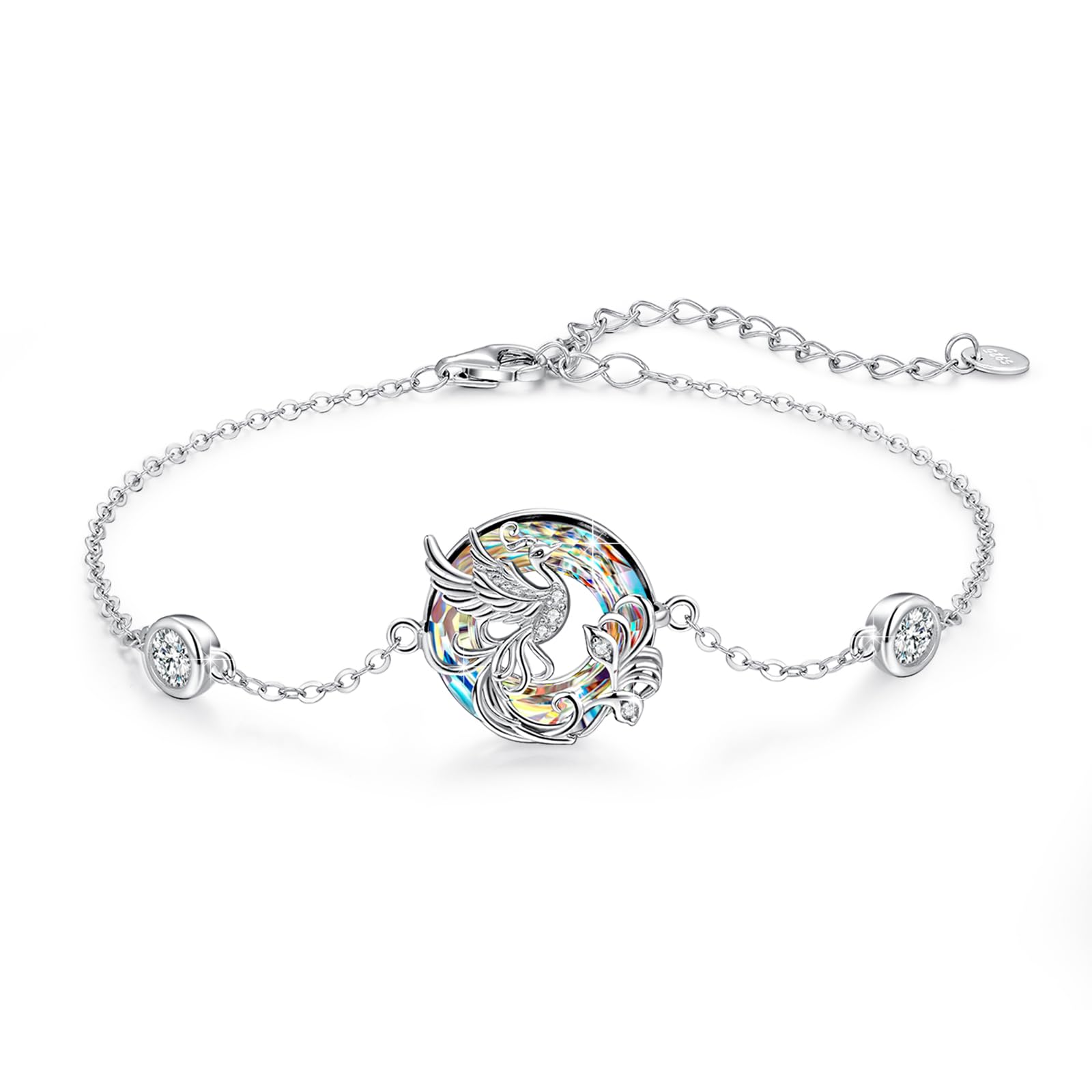 925 Silber Damen Kristallarmband, Phönix Armband für Frauen | Phönix-Armband aus 925 Sterling Silber mit Kristallen für Freundinnen, Schwestern, Großmütter und Damen.