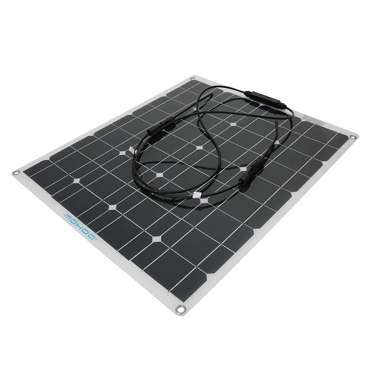 MOHOO Solar Panels 50 W 12V Kit Monocrystalline Flexible Lightweight Solar Panel Bendable Solar Charger for RV, Boat, Cabin, Tent, Car, Trailer, 12v Battery or any Other Irregular Surface