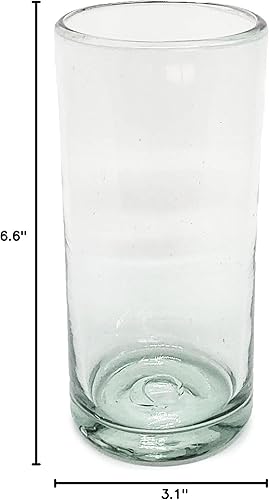 Miniatura 9 de Vasos transparentes de té helado altos de 20 onzas (juego de 6), cristalería mexicana soplada a mano, vasos de vidrio reciclado, sin plomo, vasos de