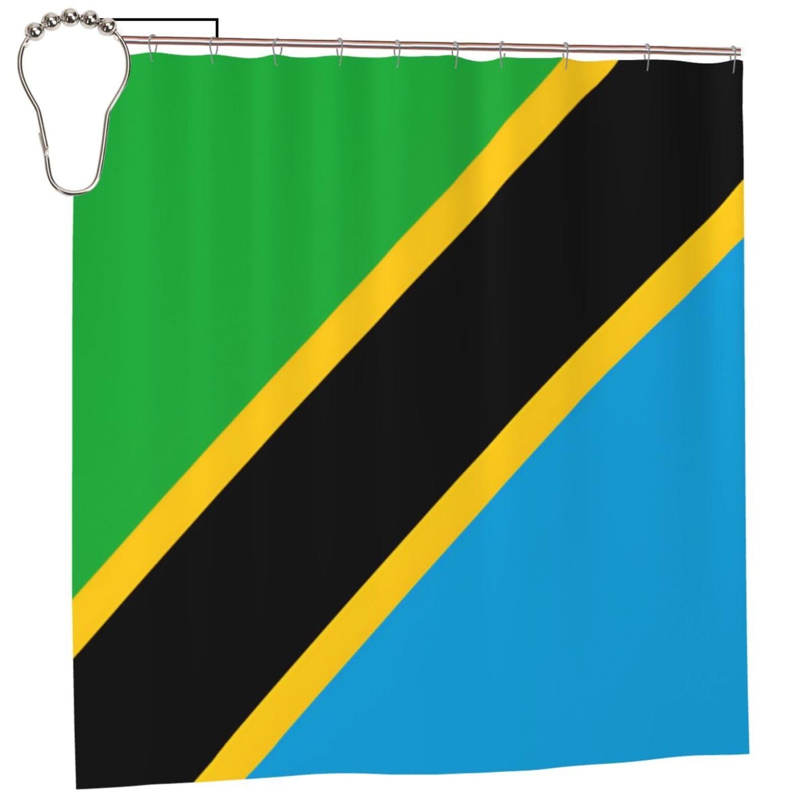 KLGRTJHK Tanzania Flag Shower Curtain 72x72in Bathroom Curtain﻿