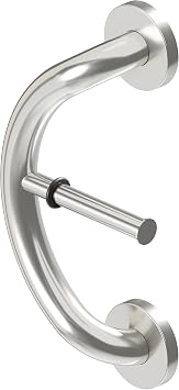 HEALTHCRAFT Plus Toilet Paper Holder & Grab Bar 14.3" - Brushed Stainless