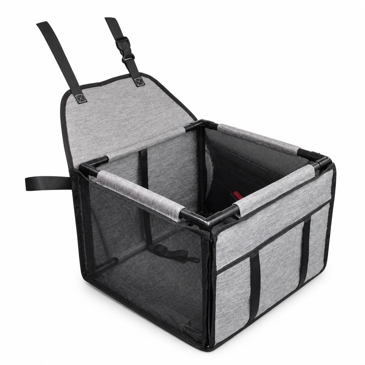 Seggiolino Auto per Animali Pieghevole, Grigio chiaro | Rivestimento in tela, Accessorio Auto Cani, Gite fuori porta, con Animali