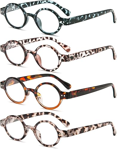 KoKoBin Paquete de 4 mini lentes de lectura redondos pequeños, cómodos para mujeres y hombres (multicolor3, 1.00, multiplicador_x) KoKoBin Paquete de 4 mini lentes de lectura redondos pequeños, cómodos para mujeres y hombres (multicolor3, 1.00, multiplicador_x)