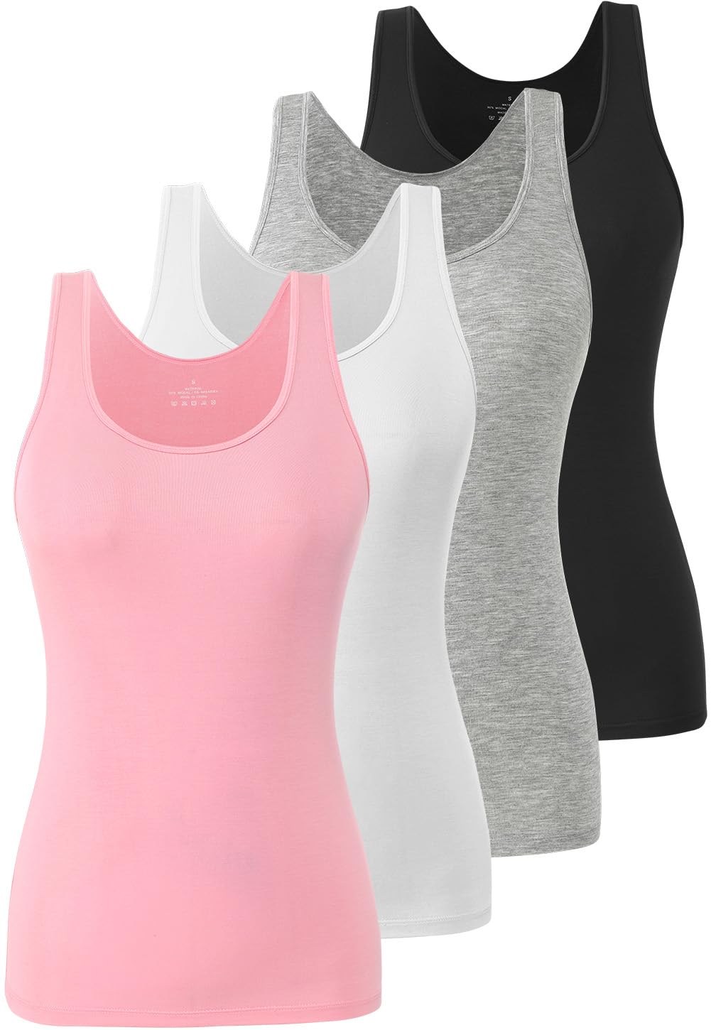 Air Curvey 4 Pcs Tank Tops for Woman Sleeveless Basic Undershirt Layering Tanks