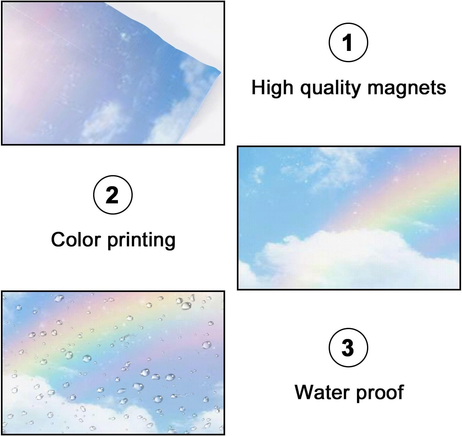 Fluorescent Light Covers for Ceiling Lights Rainbow Cloudy Sky Easy to Install Magnetic Light Filter for Classroom Office Hospitals School Home Decor