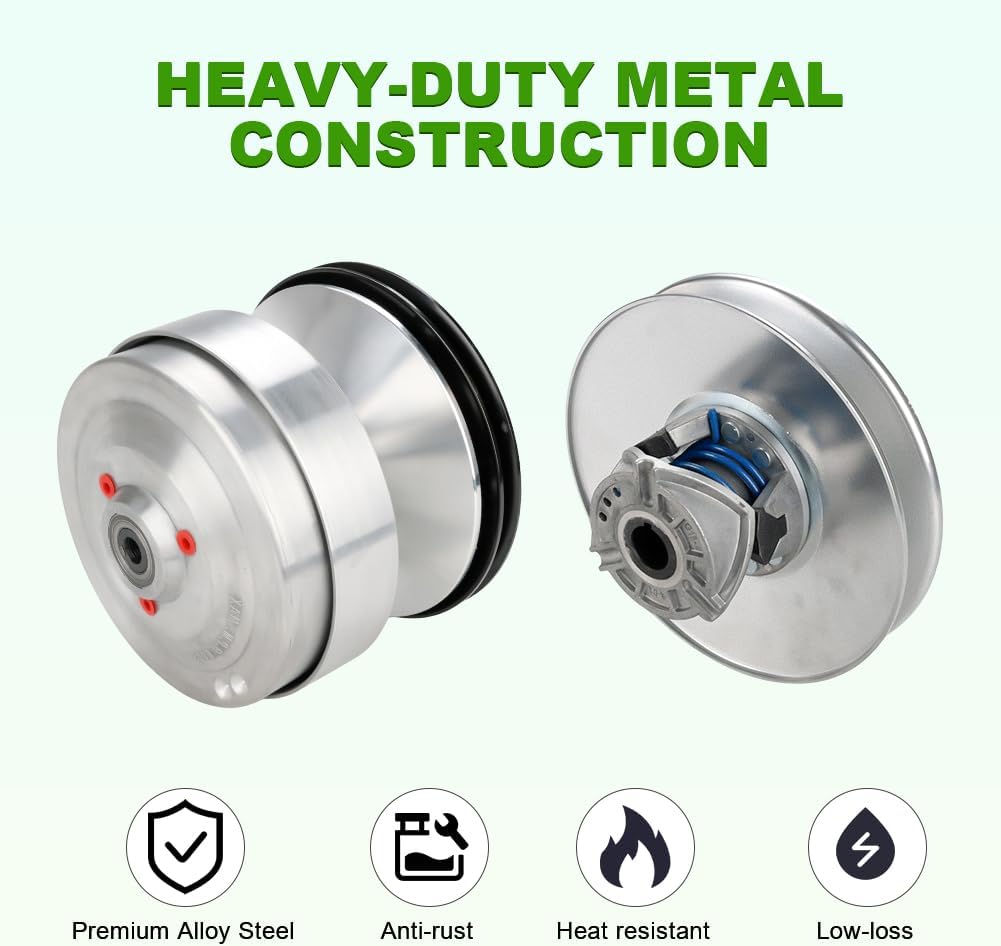 JDMON Aluminum Driven Clutch with Belts Compatible with Club Car DS 1997-Up & Precedent 2004-Up, Replacement for 101833902 101832902 1018340-01 1014081