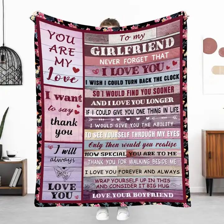 Gift for Women, Gift for Girlfriend, Valentine Day Gift, To My Girlfriend Blanket, Love Quote Blanket for Girlfriend, Girlfriend Gift from Boyfriend, Gift for Her, Birthday Gift-Large size (60" * 80")