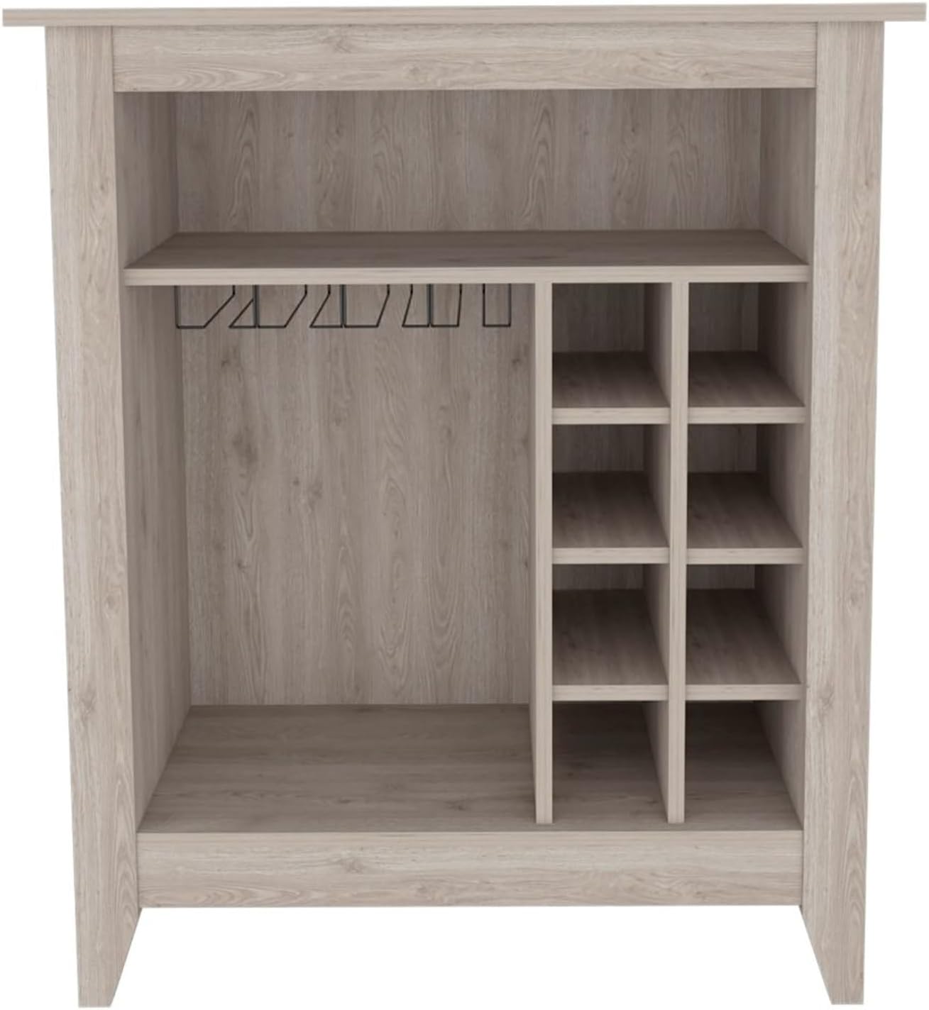Bar Cabinet, One Open Shelf, Six Built-in Wine Rack, One Drawer -Light Gray/Black/Brown,for The Kitchen