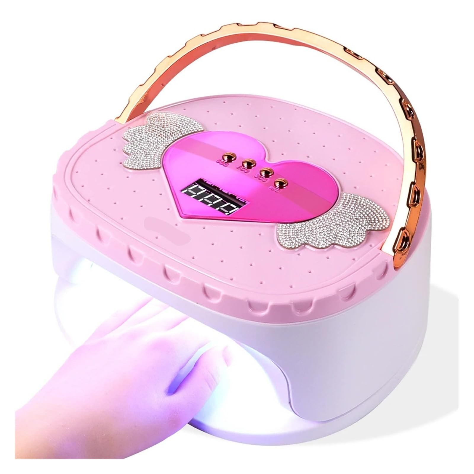 lampada per unghie, Lampada portatile 45 LED con maniglia, doppia sorgente luminosa(Roze)