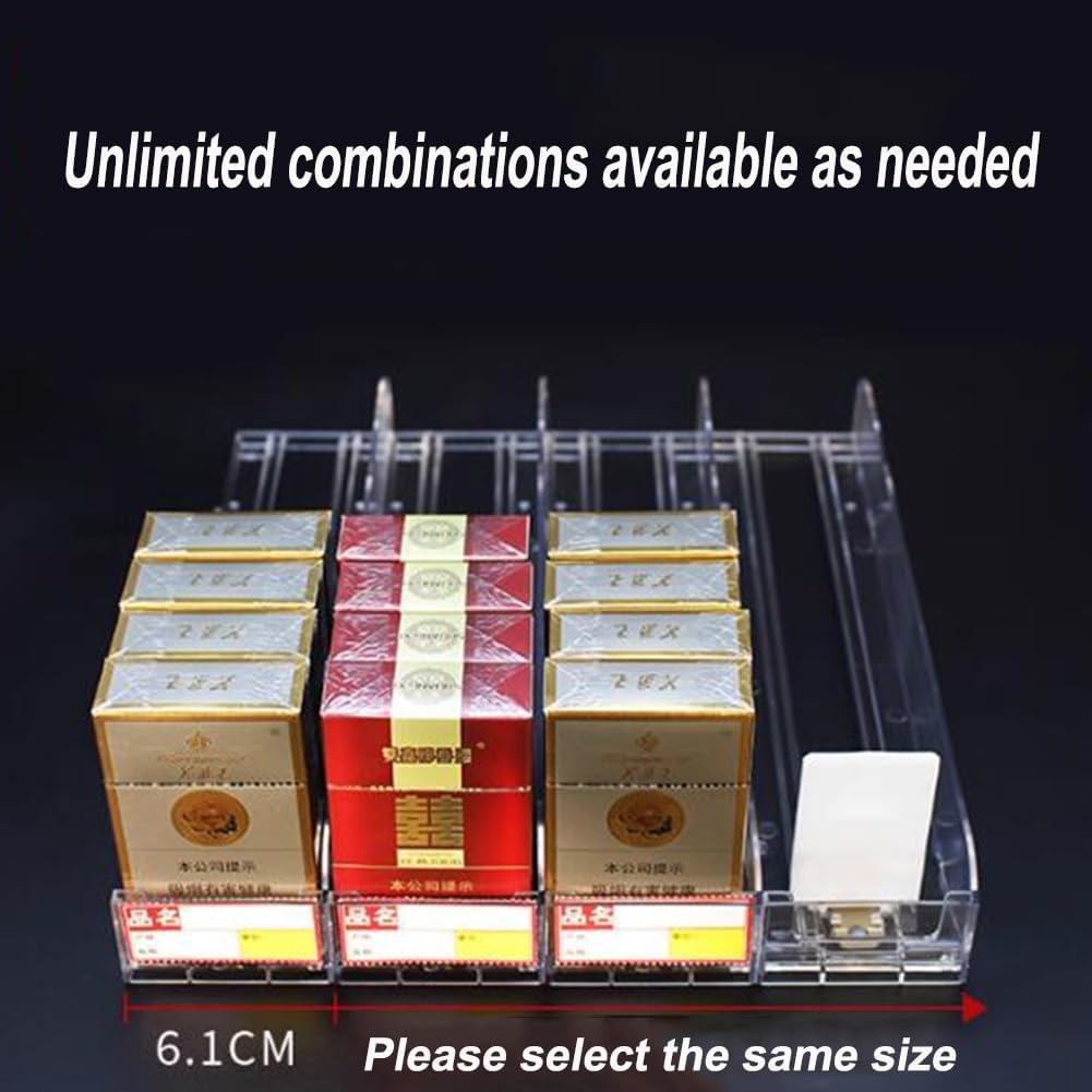 GRRICEPL Retail Display Cases, Automatic Cigarette Pusher Tray, Cigarette Divider Rack, with Metal Stainless Steel Push-Pull Spring (Color : Clear-A, Size : 10pcs)