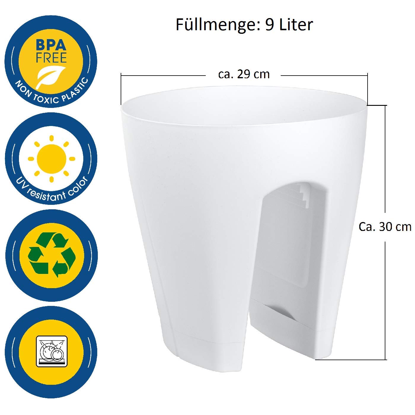 3x Blumentopf für Geländer Blumenkasten Geländerkasten Balkonkiste in lila