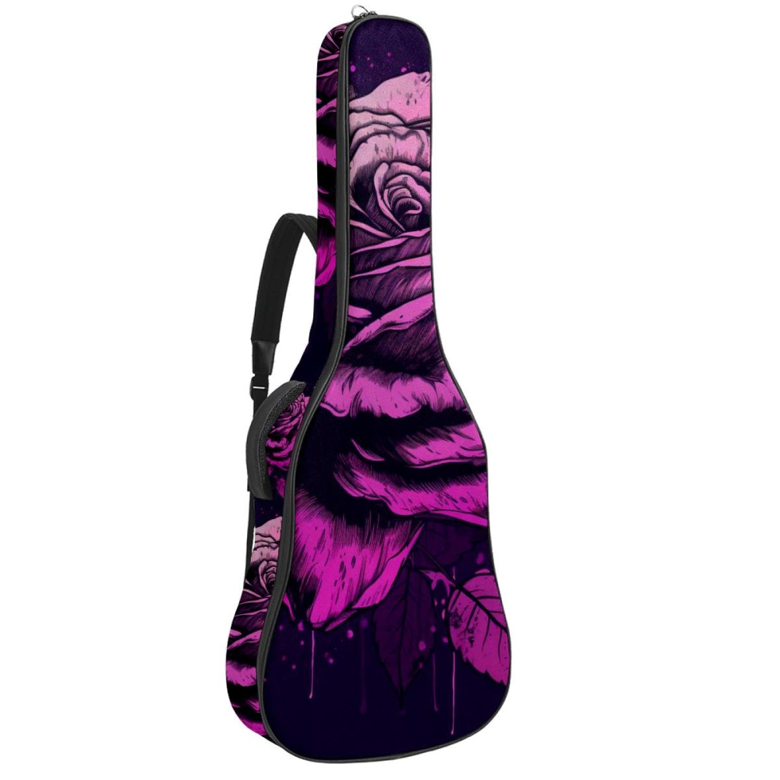 Housse pour guitare acoustique, belle housse pour guitare de 101,6 cm, 101,6 cm, housse de transport étanche, violet et rose noire, Multicolore #06, 42.9x16.9x4.7 in, Sac pour guitare