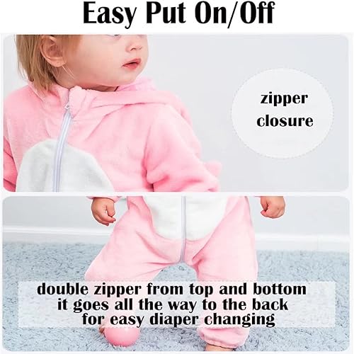 Miniatura 12 de Disfraz de bebé de Halloween para niños pequeños, rómper, mameluco para niños o niñas, ropa de animales, de 2 a 36 meses Pink Dinosaur