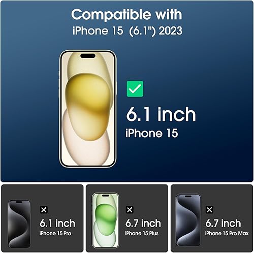 Miniatura 2 de amFilm OneTouch 2+2 protectores de pantalla compatibles con iPhone 15 de vidrio templado de 6.1 pulgadas con accesorios protectores de lente de