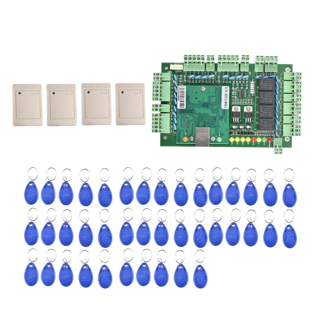 door gate access control system kit with 4 card readers & 40 keyfobs-white