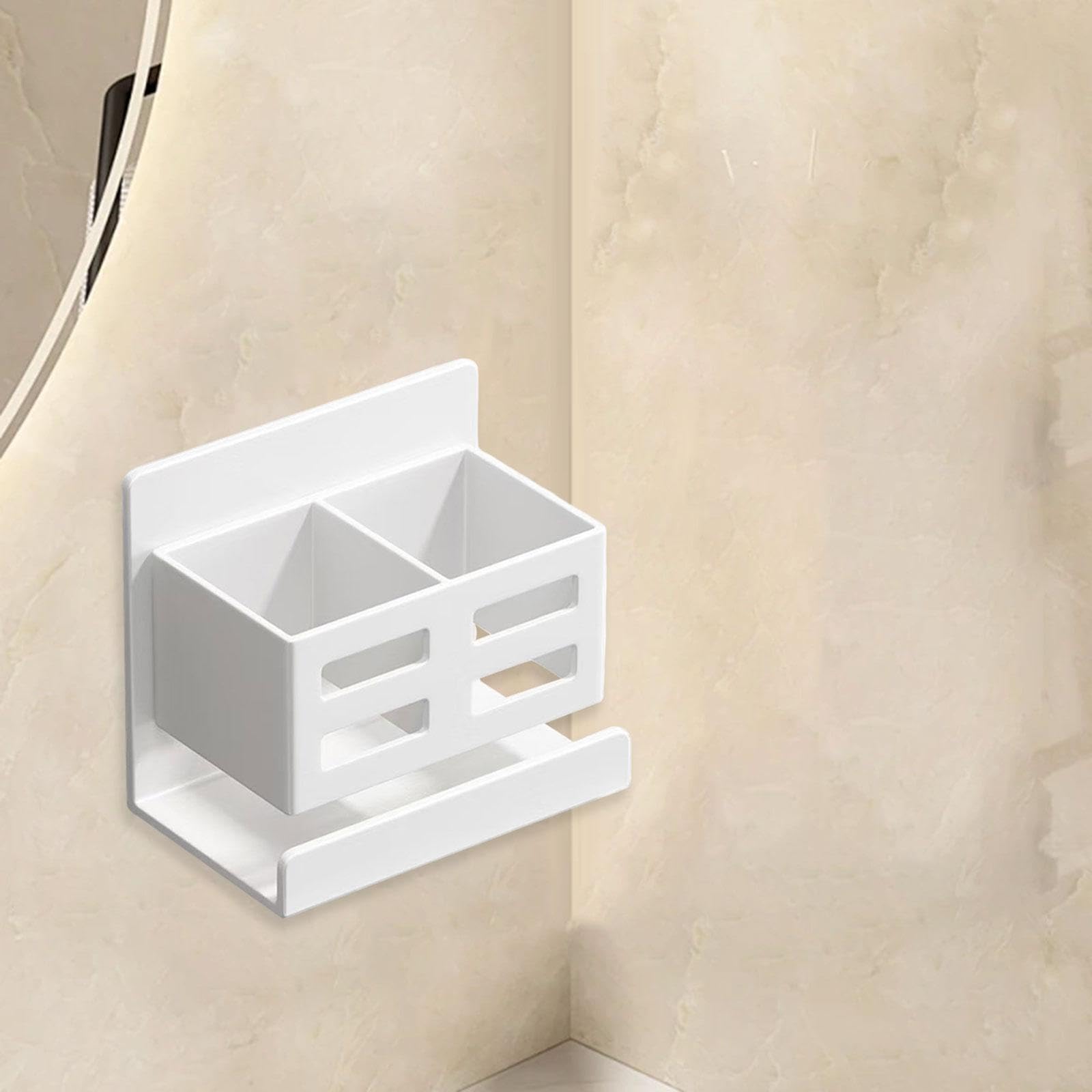 Wall Mounted Toothbrush Holder Toothpaste Shelf for Washroom Hotel Dormitory White-image-34