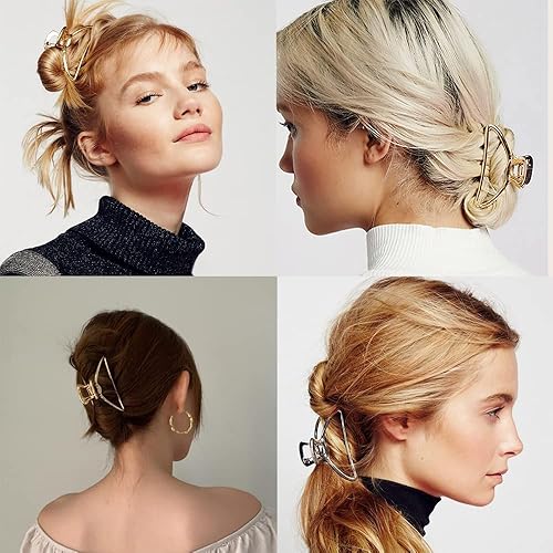 Miniatura 5 de Paquete de 6 pinzas de metal grandes para el cabello, pasador grueso de mariposa para el cabello, pinzas antideslizantes para el cabello, accesorios