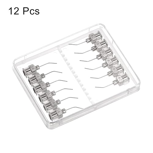 Miniatura 3 de HARFINGTON 12 agujas dispensadoras, calibre 24, punta roma, de acero inoxidable, 45 grados, con conector Luer Lock para cartuchos de tinta,