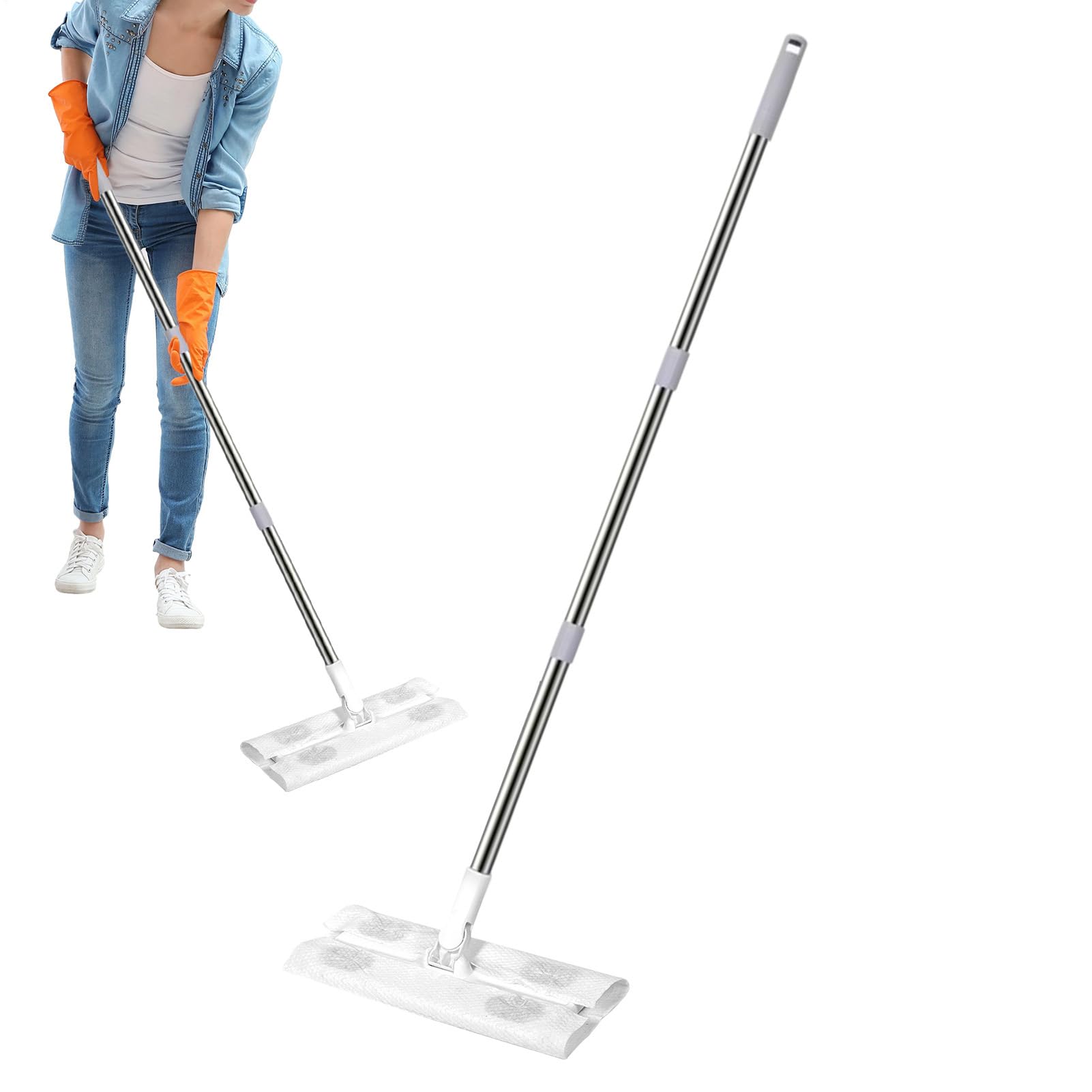 Trapeador para Pisos Multifuncional - Trapeador para Y Quitar El Polvo, Dispositivo De Limpieza | Mango Extensible con Cabezal De Fregona Flexible, Limpieza Eficaz para El Hogar, Apartamento, O