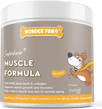 Premium Canine Mobility & Strength Supplement for Dogs Helps Maintain Healthy Muscle Mass, Recovery & Performance with Clinically Studied HMB, Bone Broth & Collagen 3.17 oz