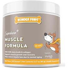 Premium Canine Mobility & Strength Supplement for Dogs Helps Maintain Healthy Muscle Mass, Recovery & Performance with Clinically Studied HMB, Bone Broth & Collagen 3.17 oz