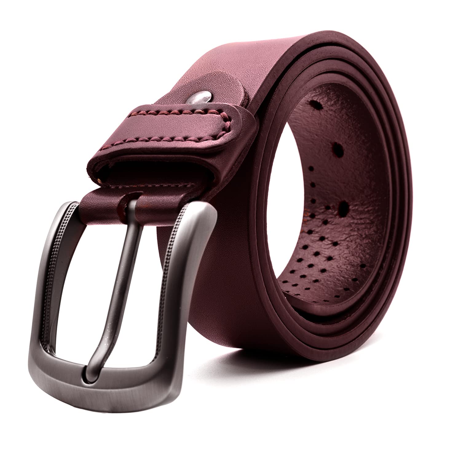 Mens Belt 100% Genuine Leather Belt for Men with Anti-scratched Buckle, Classy Mens Black Belts For Jeans And Dress