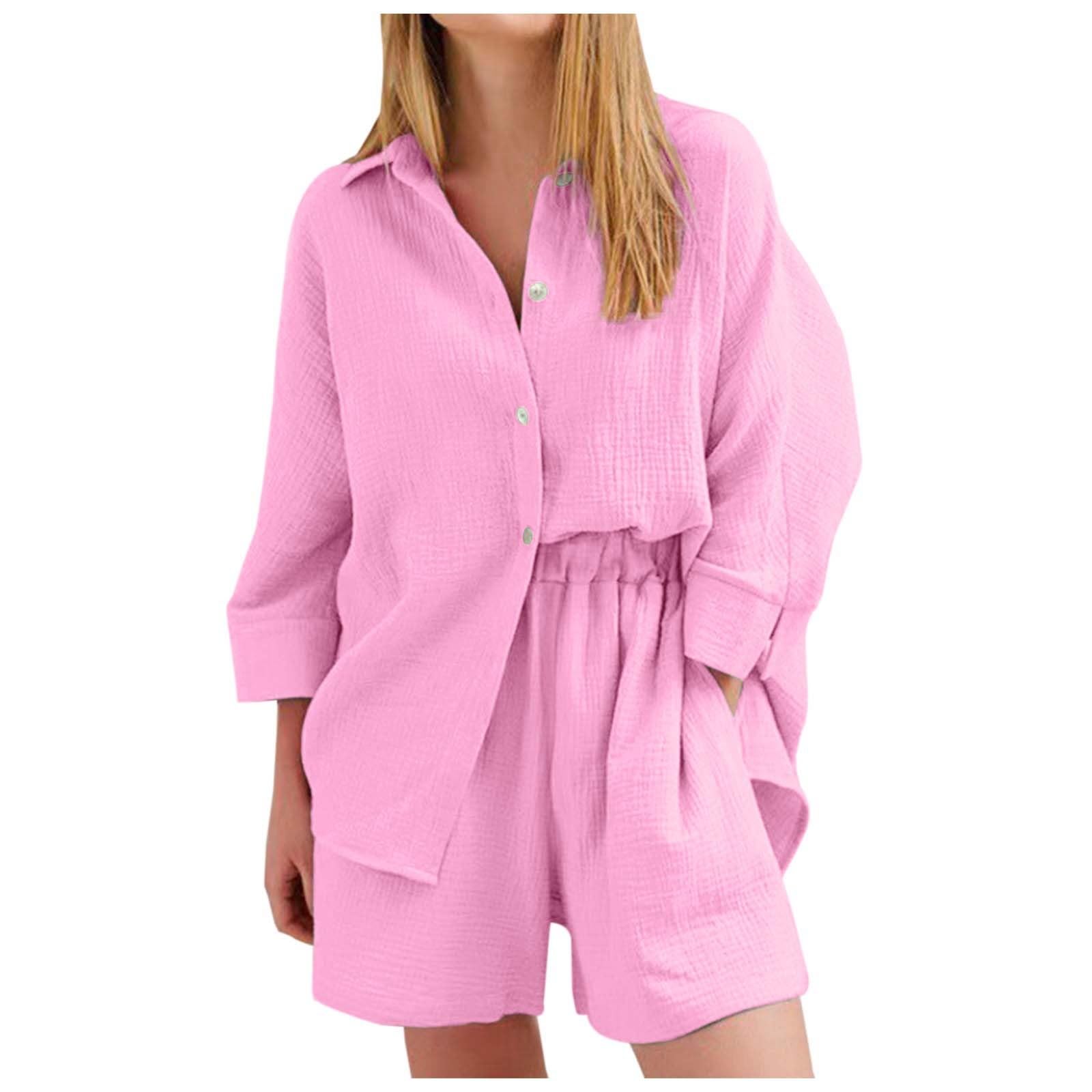 Two-Piece Women's Summer Muslin Blouse + Shorts, Y2k Aesthetic Clothes, Trouser Suit, Women's Festive Elegant Leisure Suit, Summer Outfits, Women's Beach Loungewear Suit