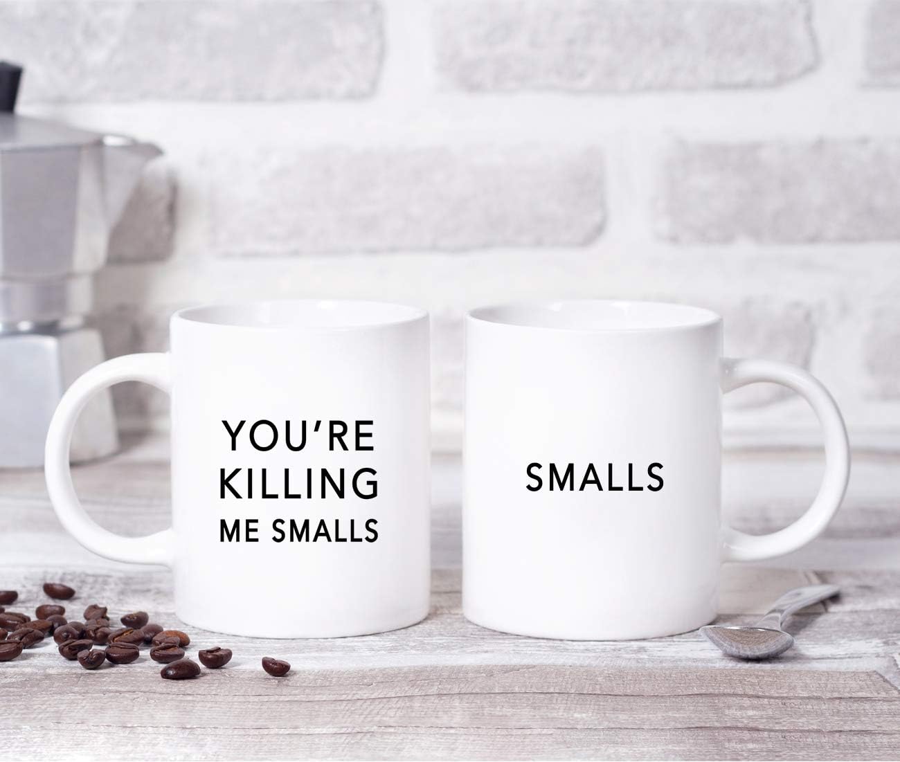 Andaz Press Funny Mother's Day 11oz. Ceramic Coffee Tea Mug Gag Gift, You're Killin Me Smalls, Smalls, 2-Pack, Birthday Christmas Gift Ideas