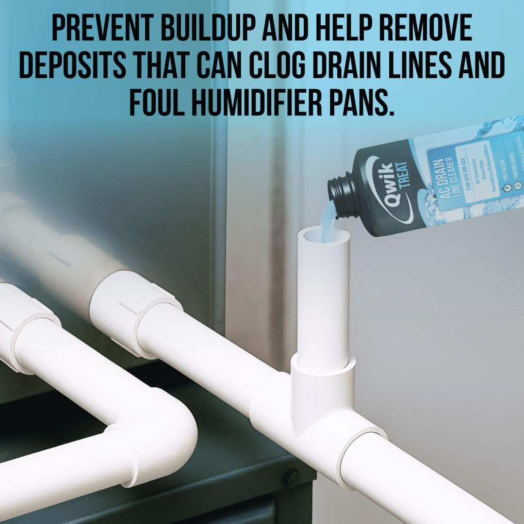 QwikTreat Liquid AC Drain Line & Drip Pan Cleaner, Pipe Unclogger Solution