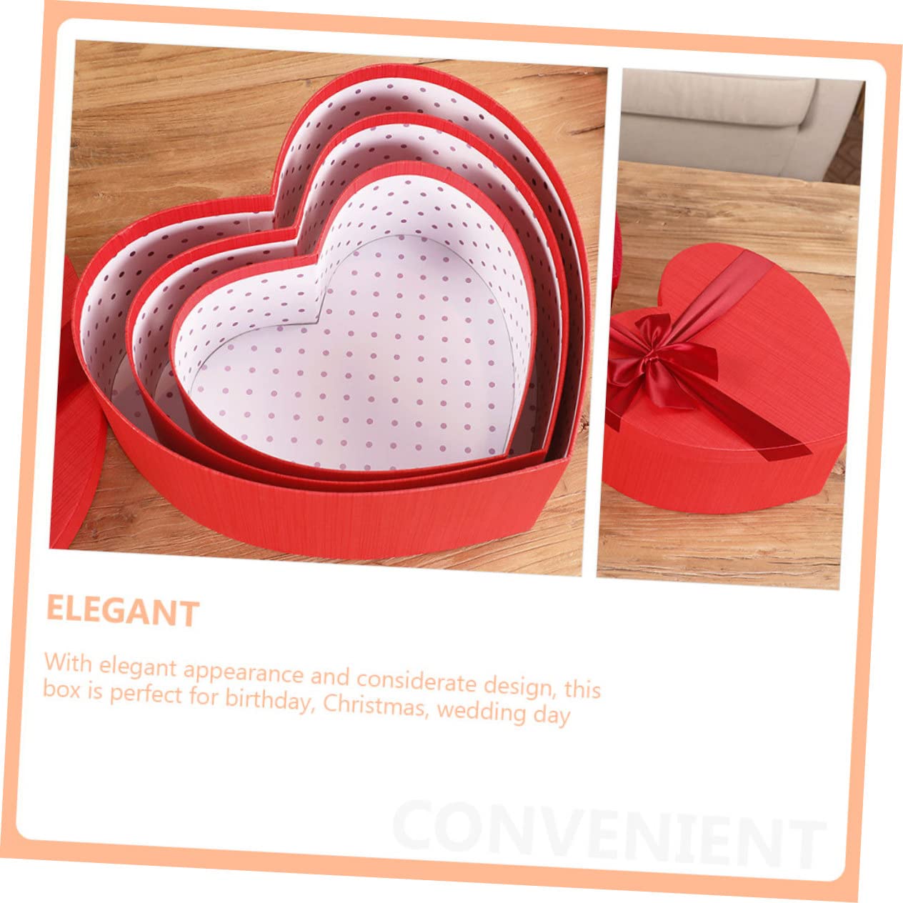 COLLBATH Herzförmige Geschenkboxen 3er-set Zur Aufbewahrung Von Süßigkeiten Blumenmädchenboxen Für Valentinstag Hochzeitsparty Geschenkpapier-verpackungsboxen