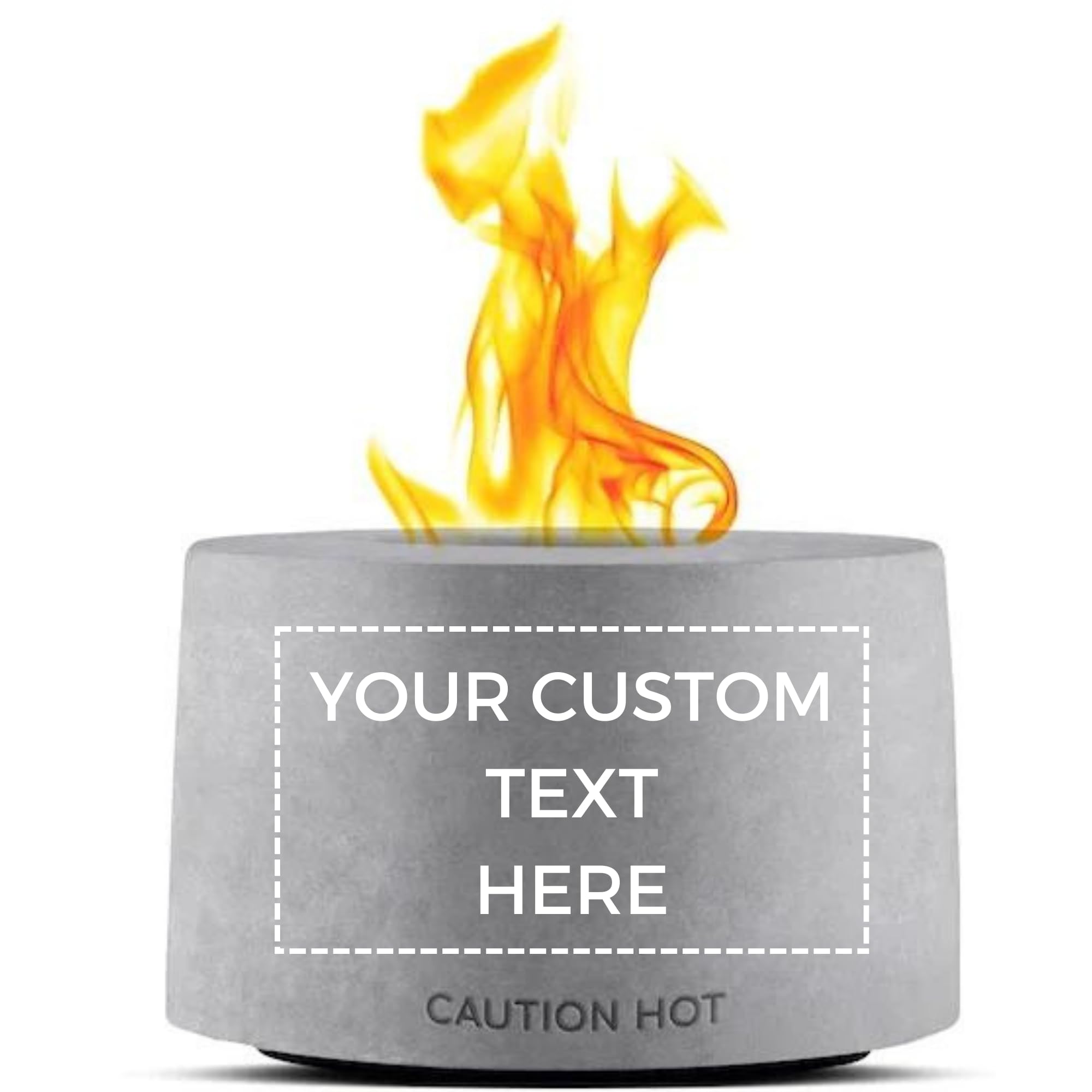 Colsen Gray Round Custom Tabletop Fire Pit - Smokeless Odorless Fire Pit - Outdoor Indoor Fireplace - Portable Table Top Fire Pit - Durable Heat Resistant Concrete Fireplace