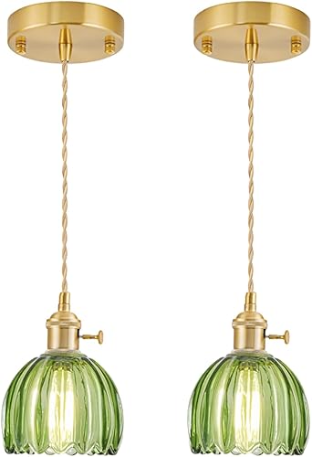 Miniatura 22 de Lámparas colgantes enchufables, lámpara colgante de cristal vintage, mini lámpara colgante de tulipán blanco leche, iluminación colgante para isla