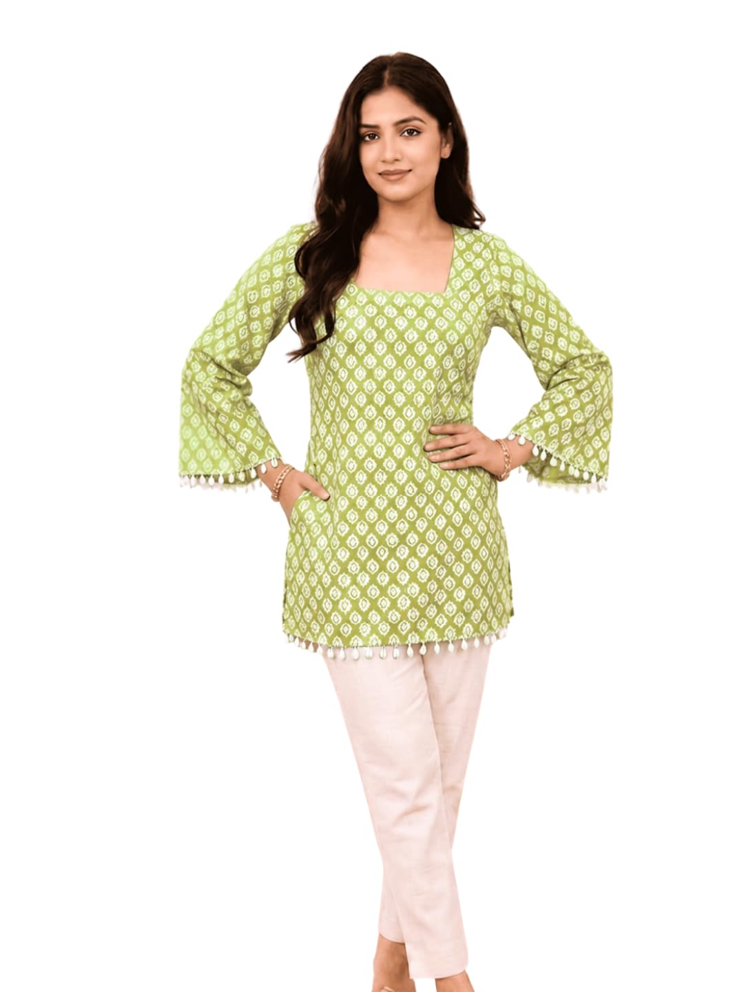 Cotton Lime Green Kurti – Vibrant Fresh Everyday Charm Lightweight Cotton Kurti (Only Kurti, S–5XL)-image-9