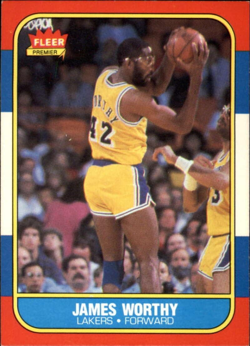 1986-87 Fleer Premier Basketball #131 James Worthy RC Rookie Los Angeles Lakers Set Break 1 Official NBA Trading Card (Scans show Actual Card)