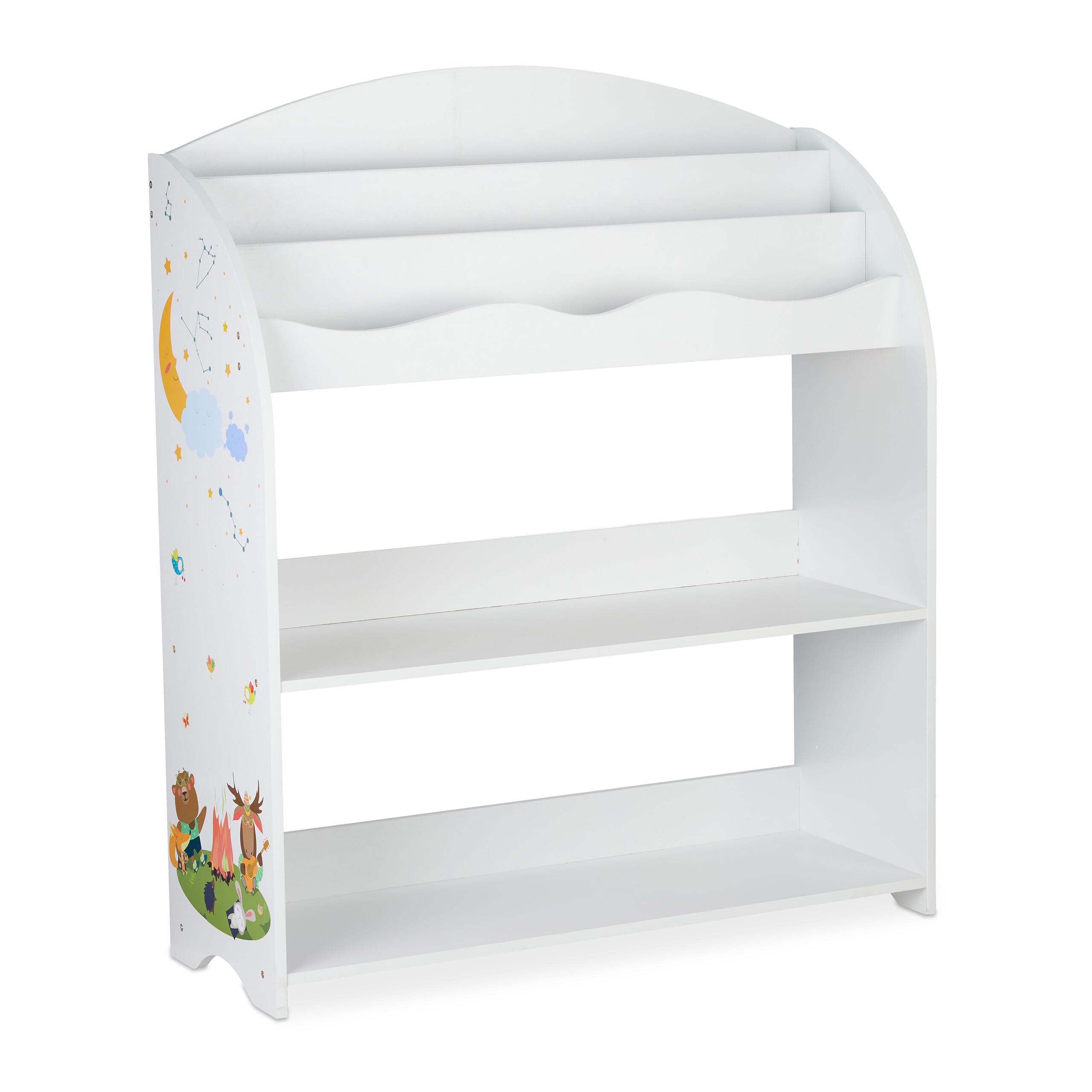 Relaxdays Estantería Infantil, 4 Cajas Tela, Mueble Juguetes, Librería Niños, 98 x 82,5 x 30 cm, Animales, Multicolor
