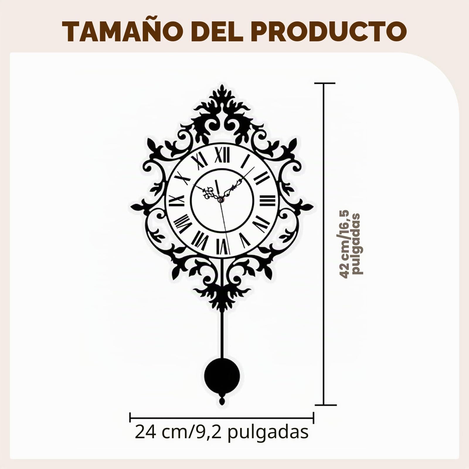 Reloj de Pared de péndulo silencioso con números Romanos para inauguración de hoteles, oficinas y Casas.