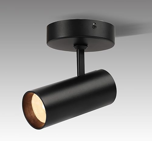 Foco de techo LED regulable, ángulo ajustable, 4.72 pulgadas, montaje empotrado, luz direccional de aluminio, monopunto para interiores, acento para