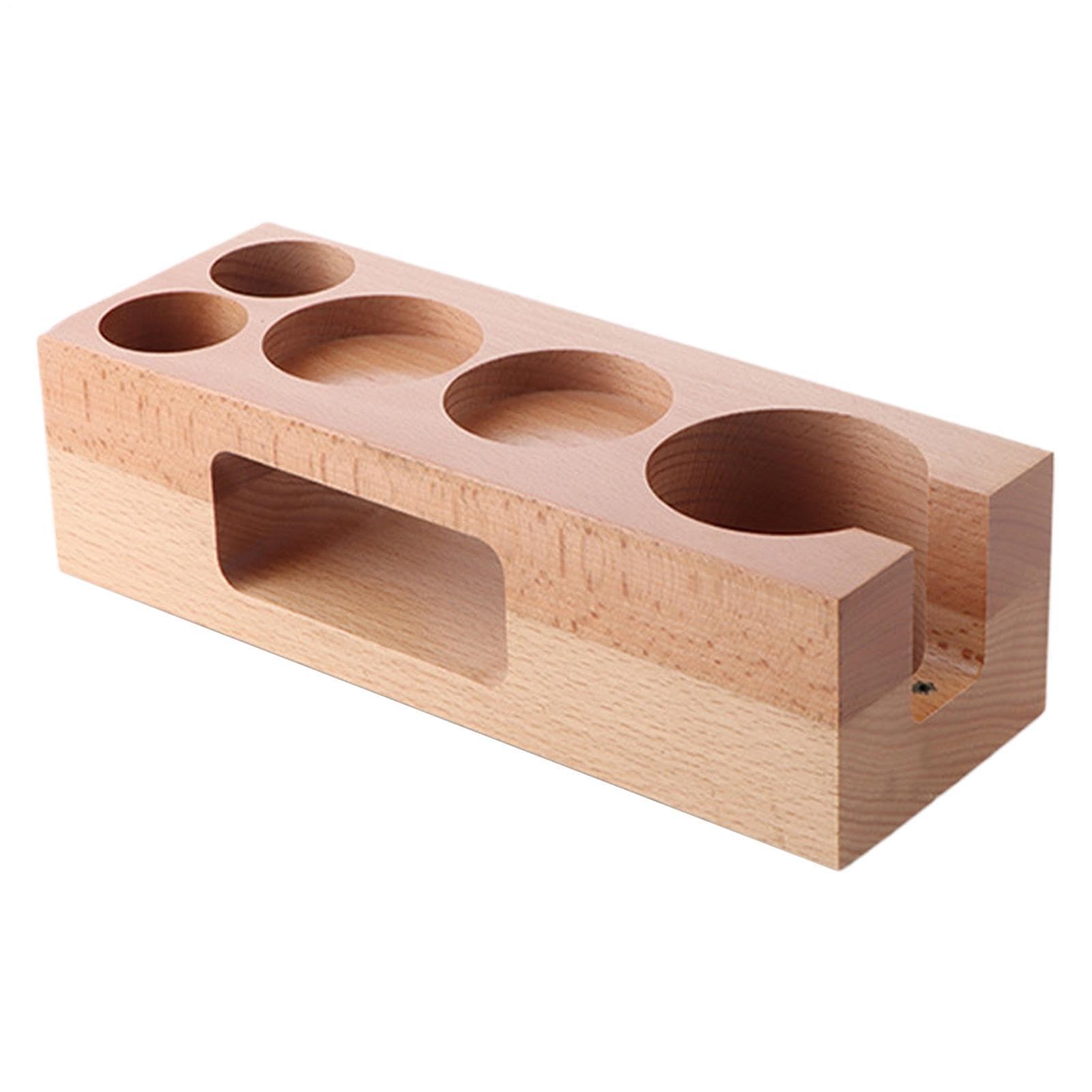 Stacja do tampowania Organizer z naturalnego drewna 58 mm | Akcesoria do ekspresu Espresso dla kawiarni kuchni blatu kącika porannego codziennego parzenia stacji kawowej