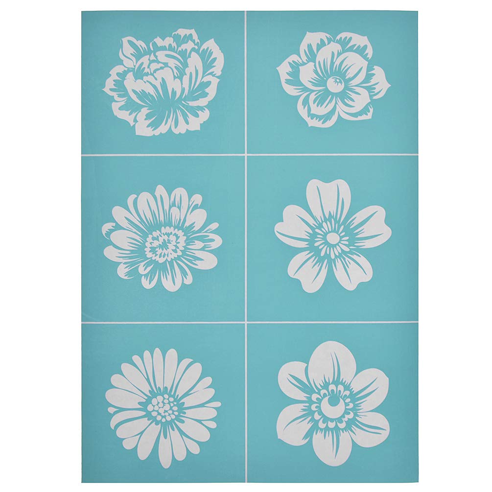 CHZIMADESelf-Adhesive Silk Screen Stencil Printing Mesh Transfers for Bag, T-Shirts, Paper, and Home Decoration(Flowers)