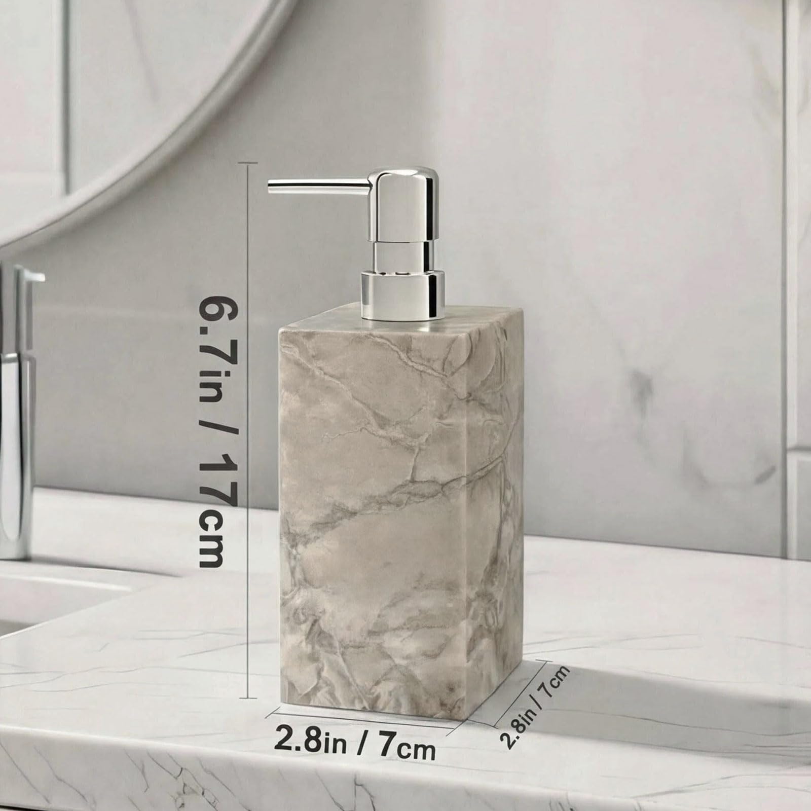 1 set di dispenser di sapone in vero marmo naturale con pompa in acciaio inox, bottiglia decorativa per sapone liquido per le mani per cucina e bagno, compatibile con lozioni, sapone per