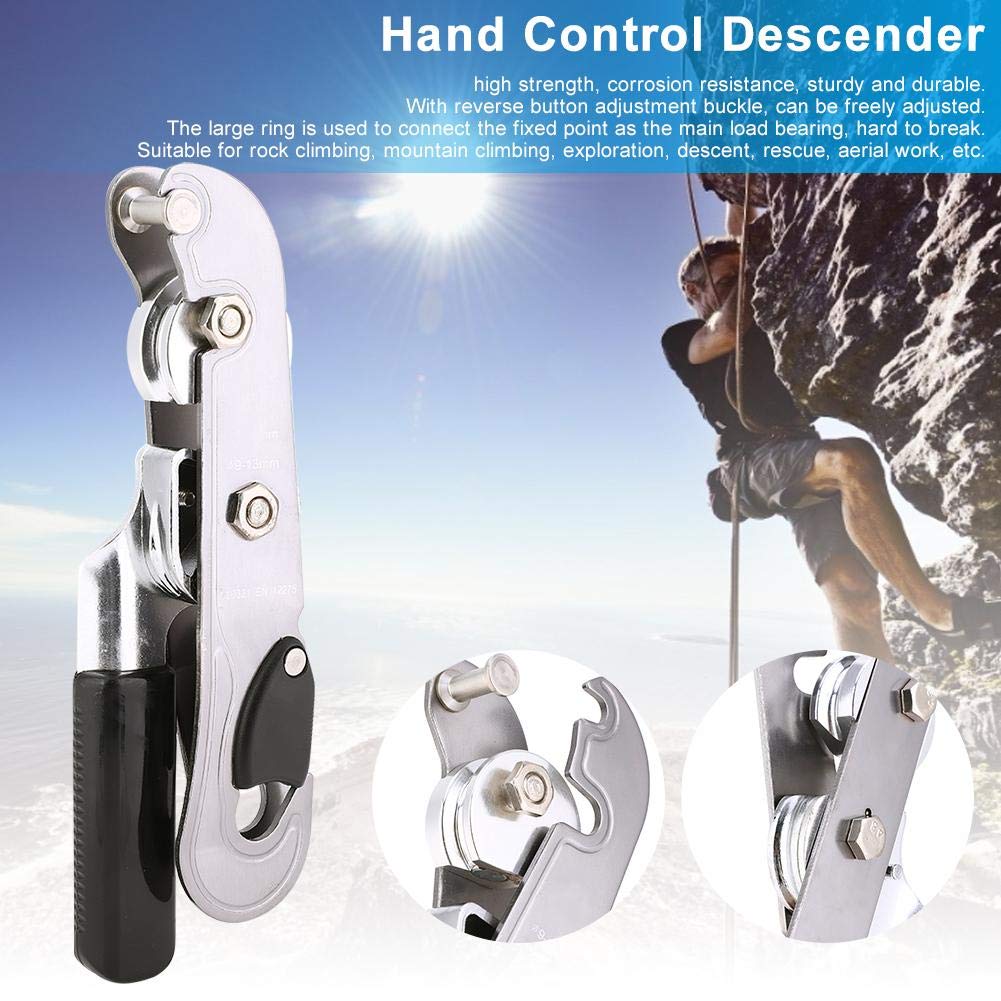 Keenso Dispositivo de Descenso descendente EN 12275, Dispositivo de Control Manual antipánico para Exteriores para Escalada en Roca Protección Auxiliar anticaída descendente