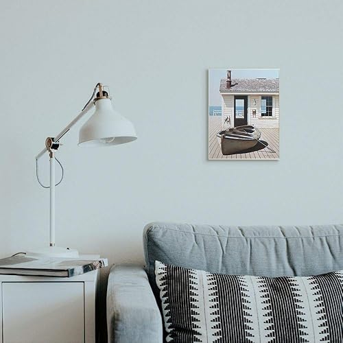 Miniatura 2 de Stupell Industries Barco en el paseo marítimo Tranquil Coastal Boathouse Pintura diseñada por Zhen-Huan Lu Art, 10 x 15 pulgadas, placa de pared
