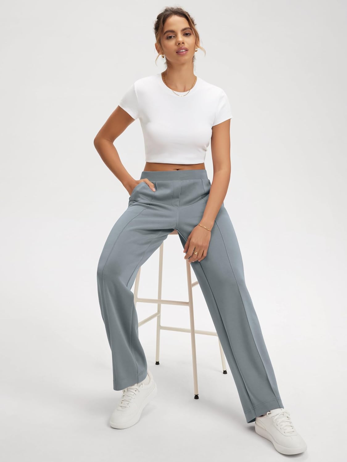 ODODOS Women's Modal Soft Classic Pants Mid Rise Pull-On Lounge Casual Work Pants with Pockets- 27" / 29" / 31" Inseam - Image 4