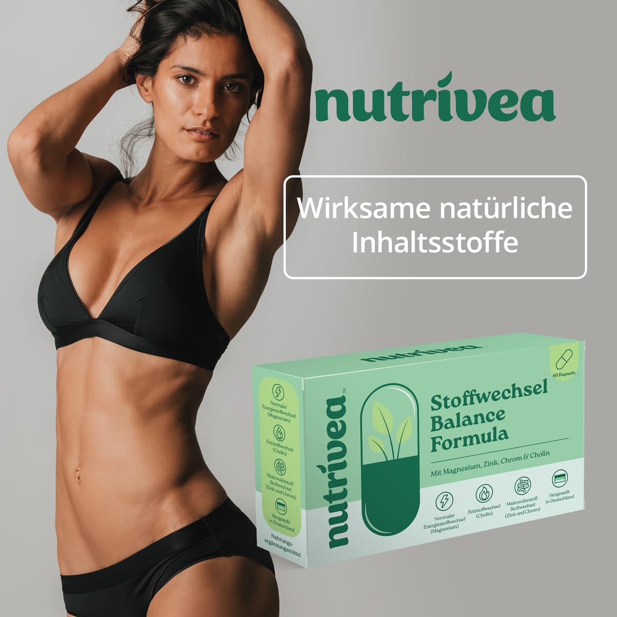 Stoffwechsel Balance Kapseln – Cholin Magnesium Zink Chrom Formula | Mit Cholin & Magnesium für Stoffwechsel – Grüntee, Kurkuma, CLA, Zink & Chrom – hochdosiert, vegan, laborgeprüft – 60 Kapseln