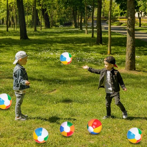 AMOR PRESENT 50PCS Small Beach Balls Bulk, Inflatable Beach Balls 5\" Inflatable Pool Balls Classic Rainbow Color for Kids Beach Pool Summer Party - Thumbnail 5