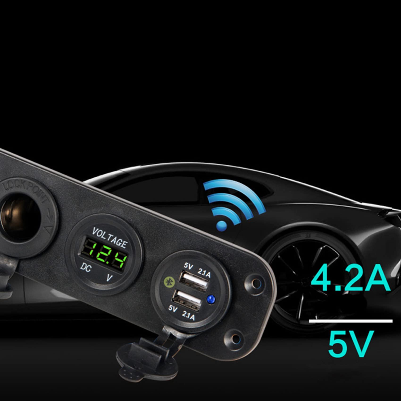 3 x 4 w 1 Dual QC3.0 ładowarka C-Igarette gniazdo zapalniczki woltomierz cyfrowy z przełącznikiem kołyskowym